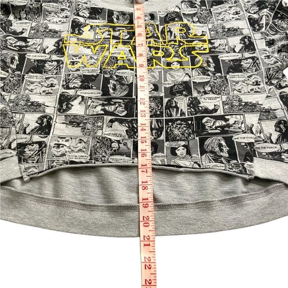 STAR WARS Cropped Hi-Lo Grey Sweatshirt Oversize Sz S - Picture 4 of 7